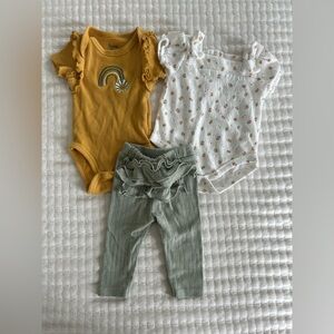 Floral Baby Onesie and Green Leggings Set, 0-3 months